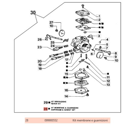 Kit Membrana e Guarnizioni cod. 099900552 Efco