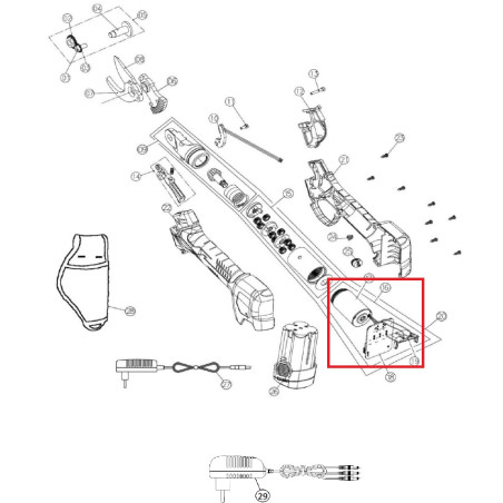 Kit Assemblato Motore, Scheda e Base Batteria da Matricola PG3520. cod.PV280R28K Volpi